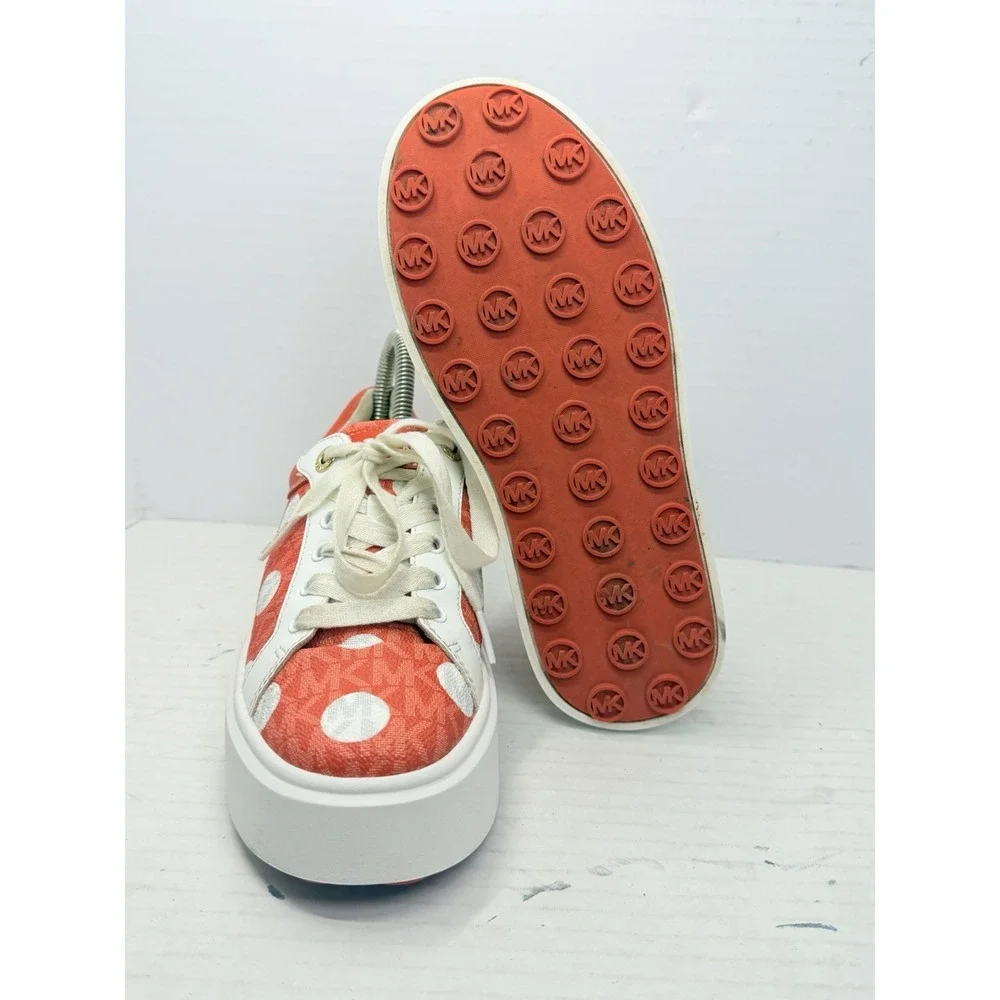 Michael Kors Romey Womens US 8 Orange Polka Dot Signature Platform Sneakers